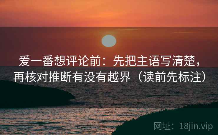 爱一番想评论前：先把主语写清楚，再核对推断有没有越界（读前先标注）