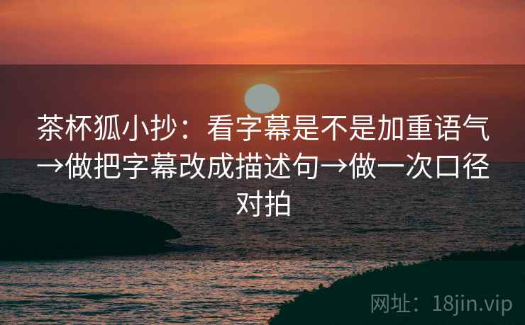 茶杯狐小抄：看字幕是不是加重语气→做把字幕改成描述句→做一次口径对拍