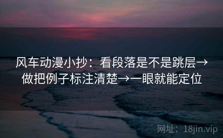 风车动漫小抄：看段落是不是跳层→做把例子标注清楚→一眼就能定位